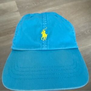 Polo Ralph Lauren Hat Blue Adjustable Strap Back Yellow Pony Logo One Size